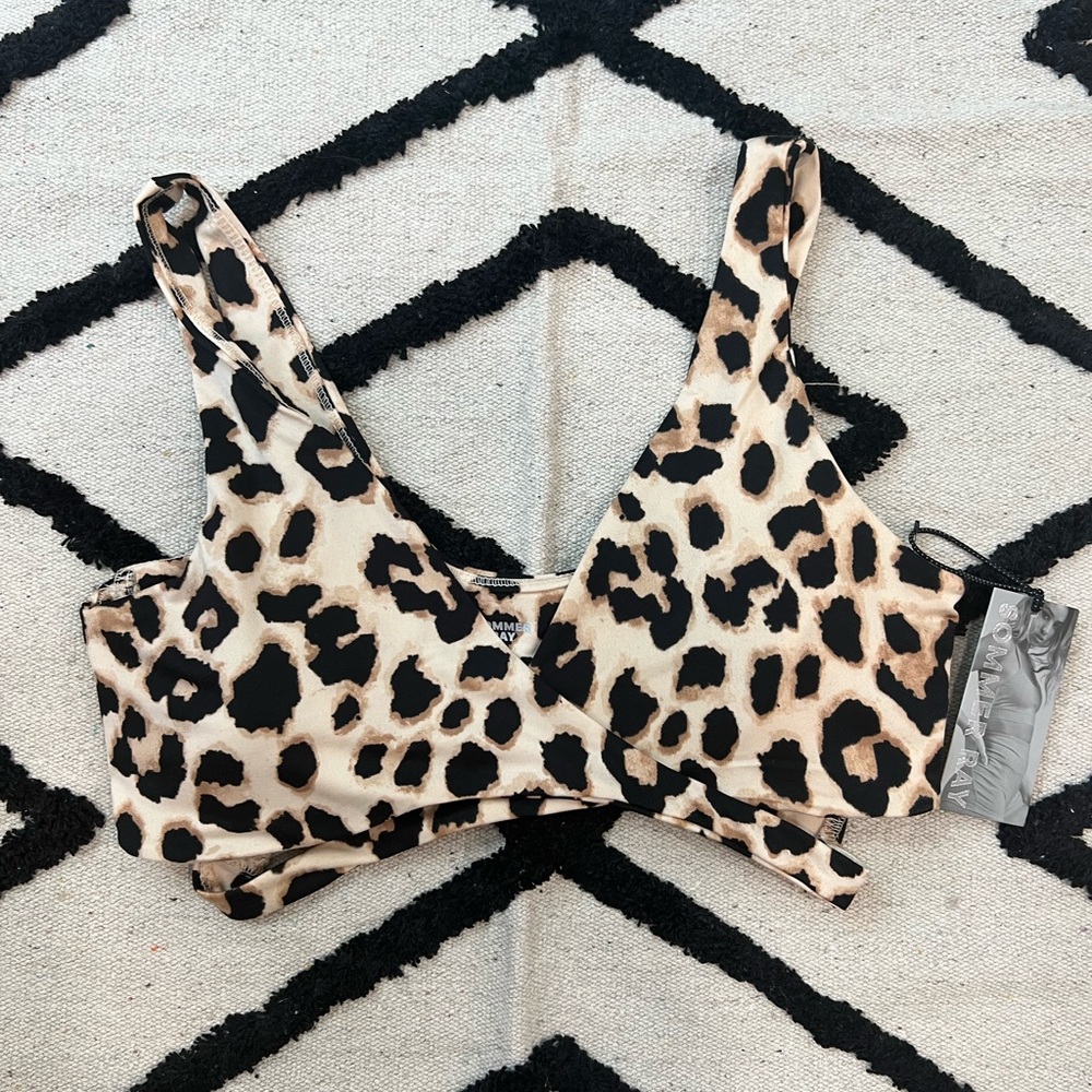 Somer Ray leopard print cut out bathing suit top small